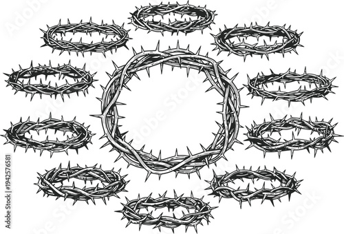 Crown of Thorns Collection Vector Illustration