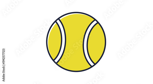 A brightly colored tennis ball illustration with curved white lines