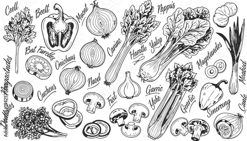 Hand-Drawn Vegetable Variety Vector Illustration