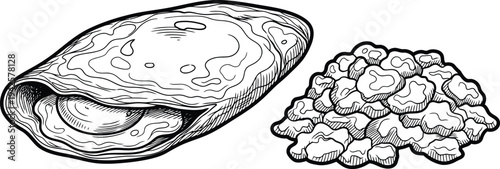 Rolled Omelet with Scrambled Egg and Side of Grains Vector Food Illustration