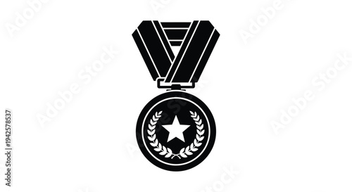 A black and white illustration of a military or award medal design