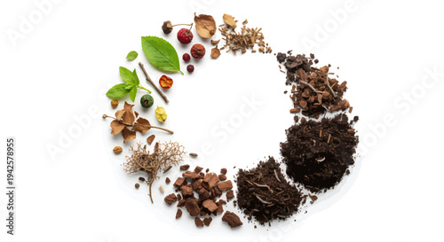 Soil composition stages from organic matter to fertile earth
