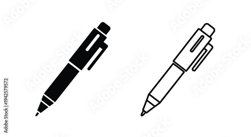 Two pens in contrasting colors a black silhouette and a white outline