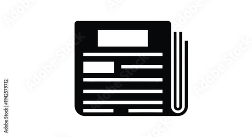 Simple black icon depicting a folded newspaper with visible lines