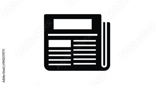 A simple black and white icon depicting a folded newspaper