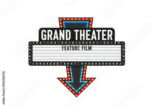 Grand Theater Marquee Signage for Feature Films Showing at a Cinema