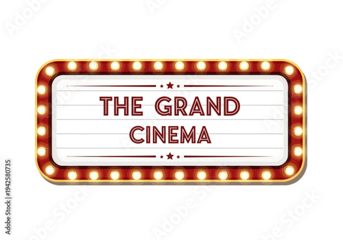 The Grand Cinema Marquee Sign with Light Bulbs - Vintage Movie Theater Entrance