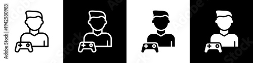  Gamers black and white icon design concept
