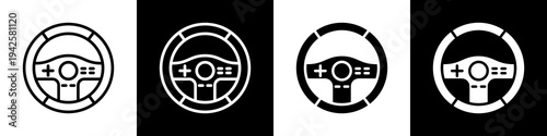 Racing game black and white icon design concept