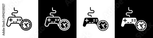 Time game black and white icon design concept