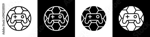 Soccer game black and white icon design concept