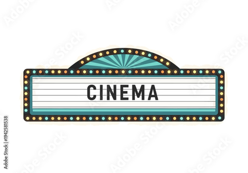 Cinema Marquee Sign with Lights - Retro Movie Theater Signage - Vintage Entertainment