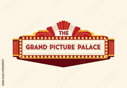 Retro Marquee Sign for 'The Grand Picture Palace' Evokes Old Hollywood Glamour and Classic Cinema Experiences