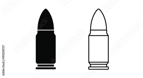 Two bullet illustrations one solid black and one outlined in white