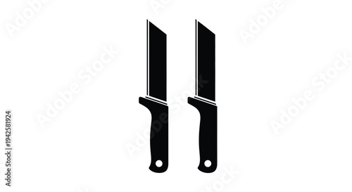 Two black silhouette knives are displayed against a plain white background