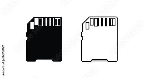 Two sd card icons in contrasting black and white outlines