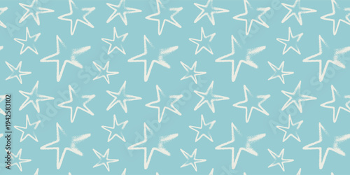 Template cosmetic label design with seamless stars pattern — vector hand drawn spray effect. Star background for childish banner, dreamlike design, childlike wrapping and branding