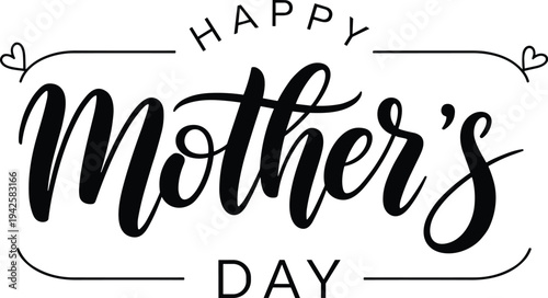 Elegant calligraphy lettering for a happy mother's day greeting card on a transperent background.
