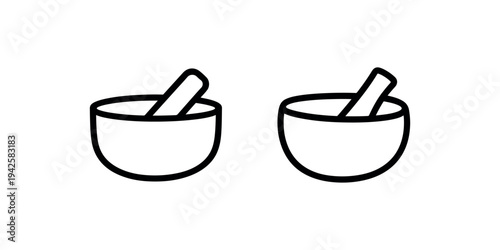 Mortar and pestle icon vector pharmacy symbol medicine tool drug preparation traditional health care medical equipment