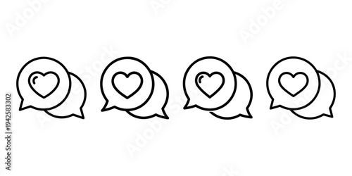 Heart icons inside chat bubbles vector icons signifying love liking or positive feedback messages