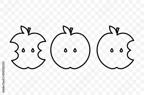 Comprehensive three 3 collection. Professional apples Vector. Extraordinary fruit shape. Traditional organic elements.