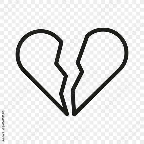 Brokenheartedness lonelinesses icon. Relationship Vector shape. Disconnectional divorce symbol. Brokenheartednesses romance feelings.