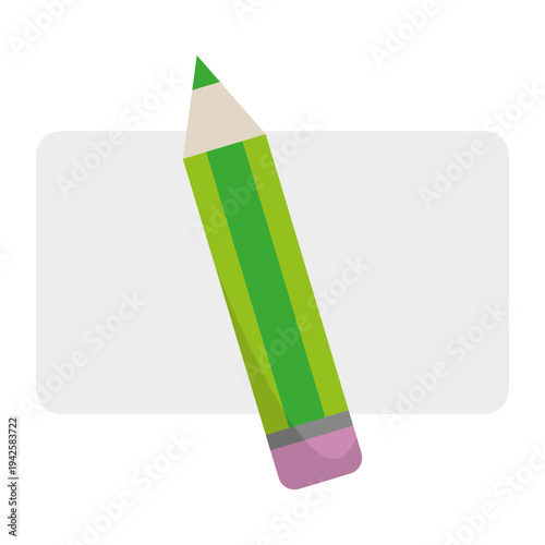 Traditional green wooden pencil. Sharp graphite equipment. Professional education supplies. Stationery materials Vector.