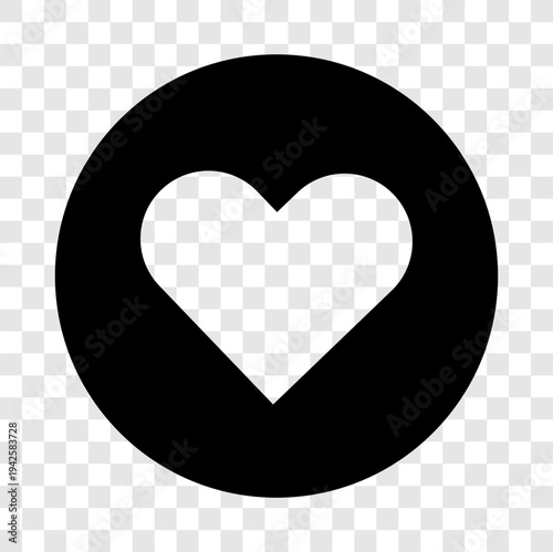Lovehearted circularity icon. Romanticism Vector button. Favoriteness liking symbolisms. Blackened rounding elements.
