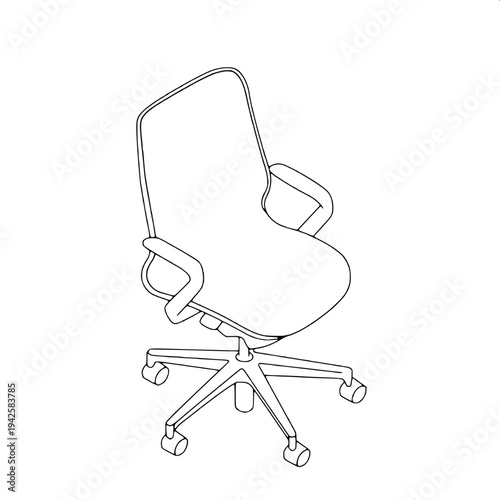 “Minimal monochrome outline drawing of an ergonomic gaming chair with padded backrest, side wings, armrests and swivel wheel base, simple clean line art, coloring page style.”
