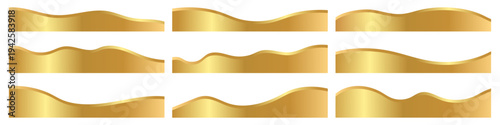 Set of gold gradient modern and luxurious shapes is perfect for a certificate footer, border, banner