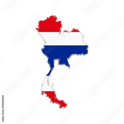 Thailand Map Flag Glass 3D Glossy Graphic Element