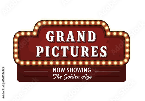 Grand Pictures Movie Theater Marquee Sign With Lights