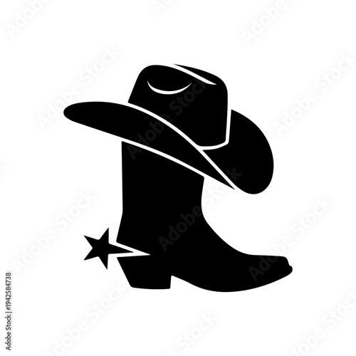 Cowboy Boot and Hat Silhouette for Western B.randing
