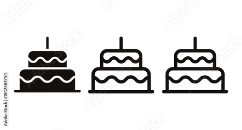 Two tier cake icon presents black line.