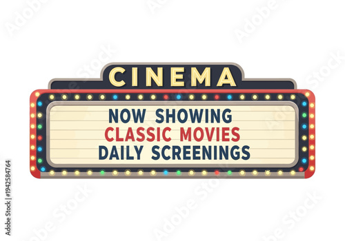 Cinema Marquee Sign Showing Classic Movies Daily Screenings