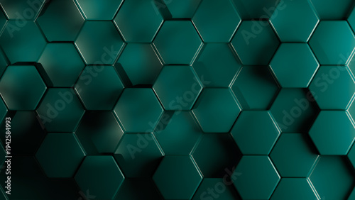 3D background with deep myrtle green hexagon pattern. 3d hexagon pattern with different depths. pattern 3d shape background