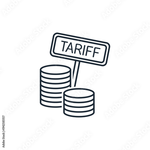 Amount of payment for services. New tariff. Vector linear icon  illustration isolated on white background.
