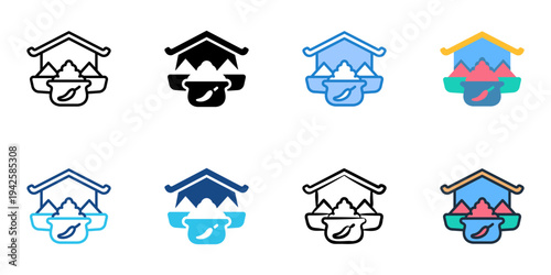 Traditional spice bazaar icons set multiple style collection. Editable stroke 
