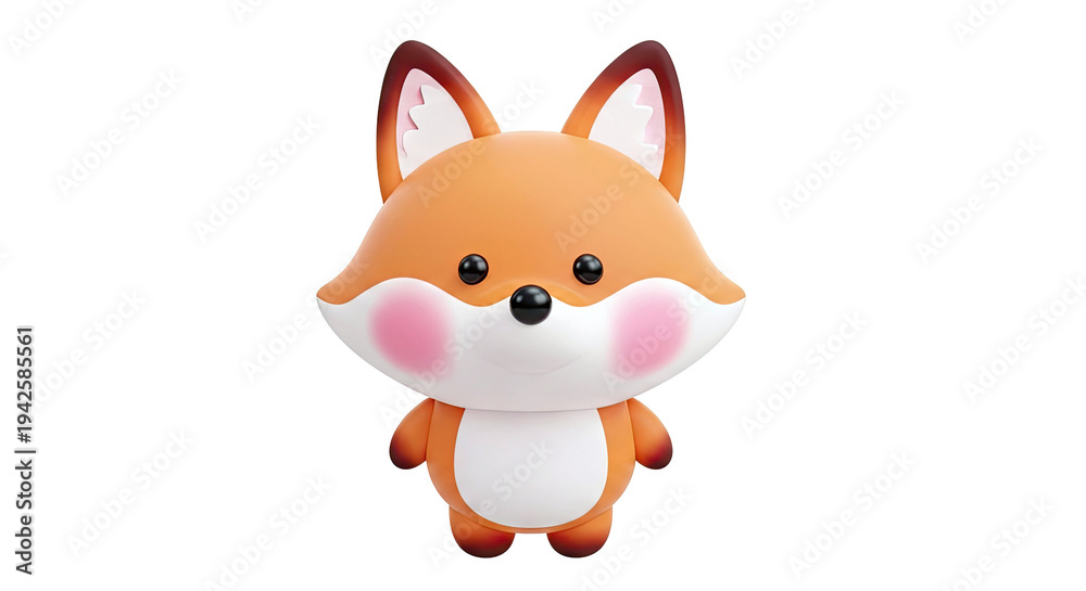 Fototapeta premium Cute 3D Cartoon Fox Character