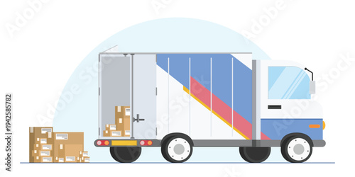 택배트럭(교통+노동+선물+포장+배달+자동차+용달)