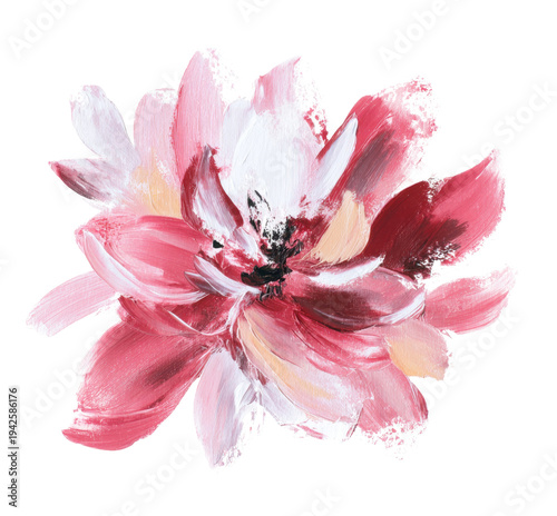 Abstract flower, Pink flower, Acrylic painting, Impasto art, Floral illustration