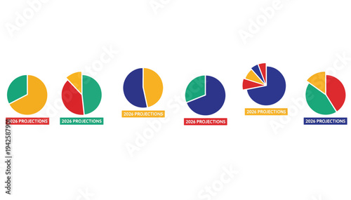 Pie charts representing data variations for the year 2026 concept of Noah's Ark  