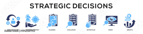 Glyphcolor - Strategic Decisions web banner icon vector illustration concept