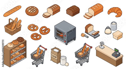 Assorted Bakery Items and Equipment.