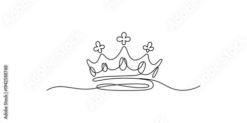 A simple line drawing of a crown with three flowers on top flower royal king