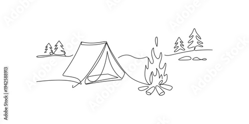 Camping in the woods with tent and campfire forest nature outdoor adventure travel campsite fire