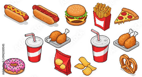 Assorted Fast Food Items Displayed.