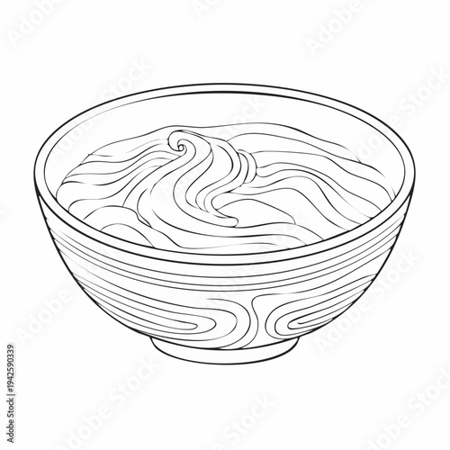 Vector illustration of a bowl of fresh salad with spiral circular design pattern