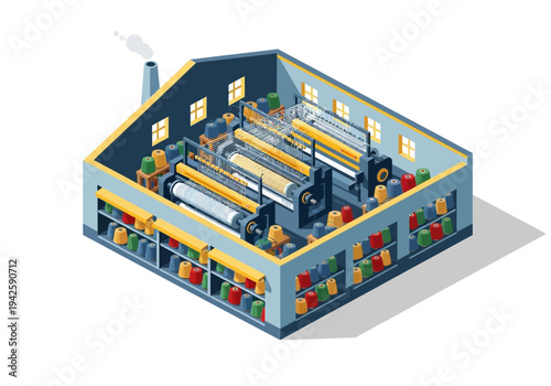 Textile Manufacturing Facility A Visual Representation of Weaving and Production