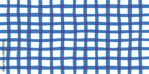 Blue Gingham Checkered Seamless Pattern Background for Textile Fabric Tablecloth Wallpaper Wrapping Paper and Surface Design